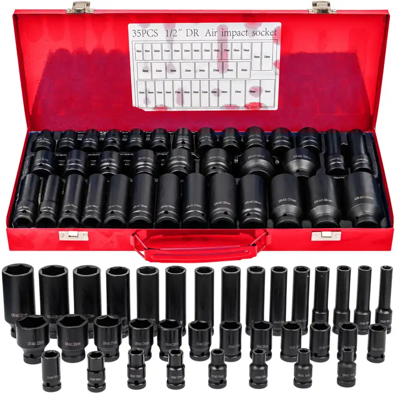 Okazja Zestaw nasadek udarowych 8-32 nasadki udarowe 1/2 do kluczy pneumatycznych 35el FORCEKRAFT