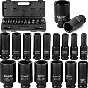 Najlepsza cena Zestaw nasadki udarowe głębokie do kluczy pneumatycznych 10-36 mm 1/2" 12 K 15el FORCEKRAFT