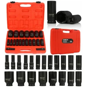 Hit sprzedaży Zestaw nasadki udarowe nasadowe 1/2" do klucz pneumatyczny 10-38mm 20szt MAR-POL