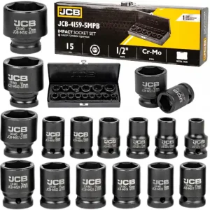 Oferta czasowa Zestaw nasadki udarowe nasadowe do klucz pneumatyczne 1/2" 10-32mm 15el JCB
