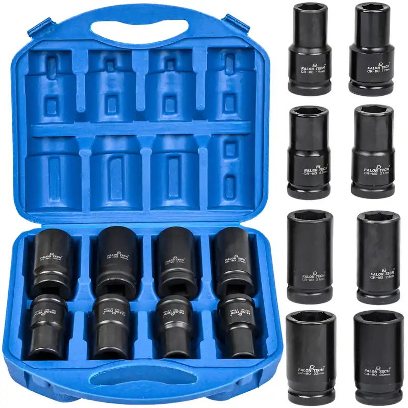 Zestaw nasadki udarowe nasadowe do klucz pneumatyczny 3/4" 17-32 mm 8 el FALON-TECH Sprawdź teraz