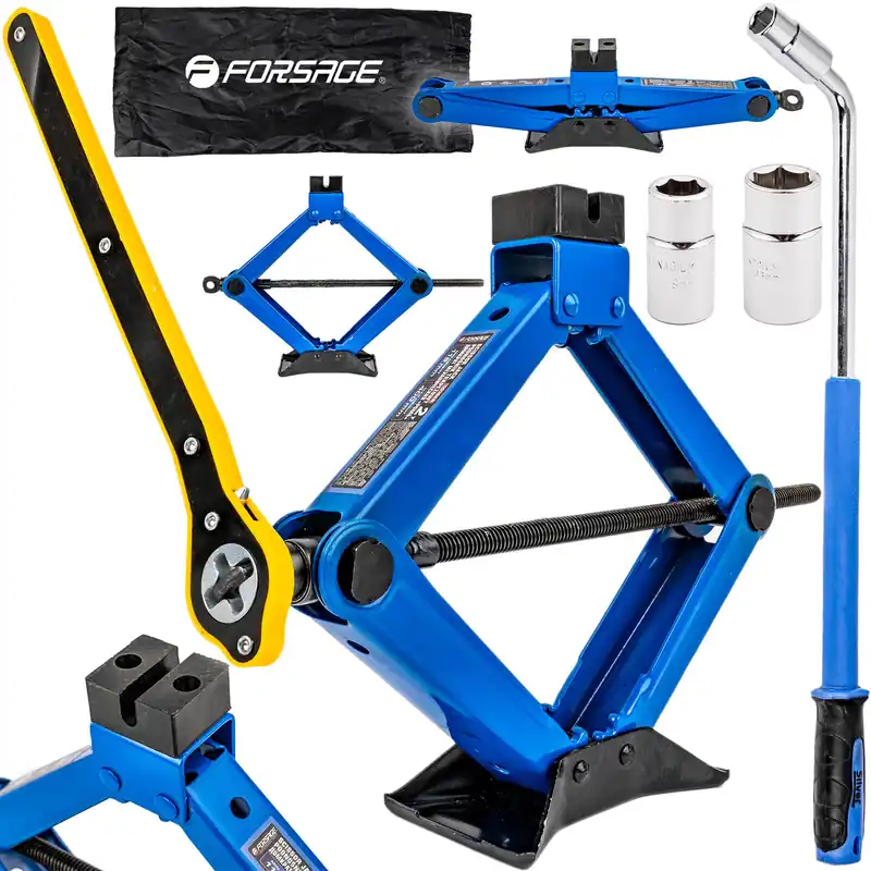 Zestaw podnośnik lewarek trapezowy klucz teleskopowy do wymiany kół + nasadki 2T FORSAGE Tylko do końca tygodnia